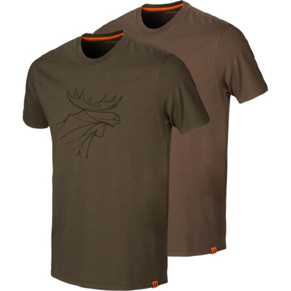 Harkila Graphic T- Shirt 2-Pak 5XL Willow green/Slate brown